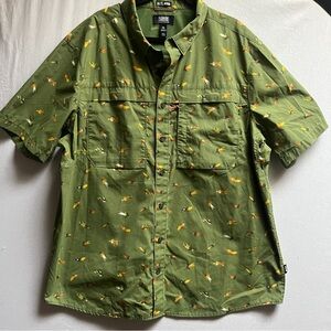 Alaskan Hardgear Fly Fishing Print Button Up Shirt Men’s 2XL Tall Untucked